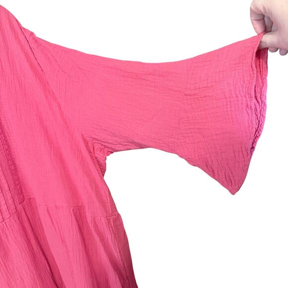 Ulla Popken Coral Pink Tiered Cotton Midi Dress Plus Size 20 NWT romantic flowy - Picture 6 of 10